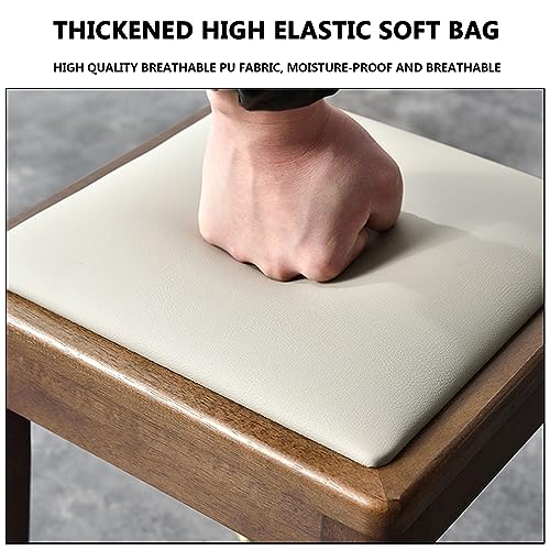 Bar Stools, Solid Wood Saddle Kitchen Stools with PU Leather Cushion Counter Height Barstools with Wooden Base for Kitchen Dining Cafe