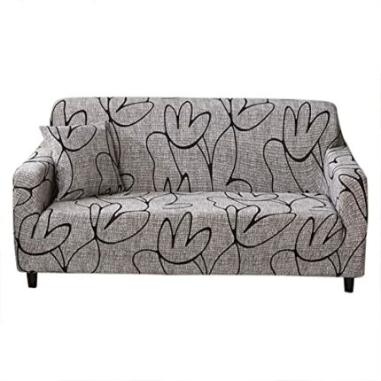 Cafopgrill Non Slip Elastic Sofa Cover Removable Stretch Elastic Fabric Sofa Protector Sofa Cover/Two/Three/Four Seater(3 Seater:190-230cm),Silve