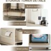 Toilet Side Storage Cabinet, Narrow Bathroom Floor Cabinet with 4 Drawers and Casters Freestanding Slim Drawer Storage Tower for Laundry Room, Li