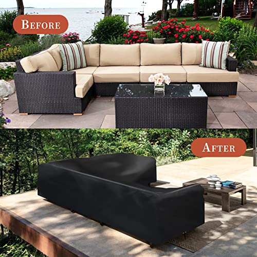 RICHIE V-Shape Garden Furniture Covers Waterproof, L Shape Garden Sofa Covers Windproof, Anti-UV, 420D Heavy Duty Oxford Fabric Outdoor Patio Rat