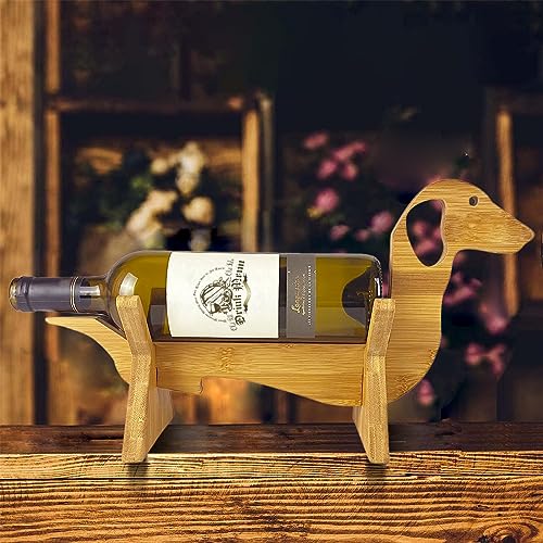 Bantlou Wood Table Top Wine Rack, Single Bottle Countertop Holder for Home Party Bar Decorations, Wine Lover Gift, Home Decor