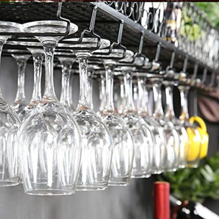 PIBM Retro Wine Rack Wall Mounted Wine Glass Bottle Storage Display Shelf Industrial Decor, J1111