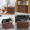 Fireproof Ottoman Storage Box Folding Padded Bench for Living Room Storage Stool Footstall Chest with Comfortable Lid,76x38x38cm,80L Capacity,Hol