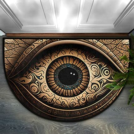 cfpolar Door Mat Half Round Door Mat, Bathroom Rugs, Non Slip Half Circle Area Rug, Indoor Mats for Bathroom Kitchen, Evil Eye Door Mat 24 x 36 i