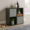 Home Source Storage Cube 4 Shelf Bookcase Wooden Display Unit Organiser White Furniture