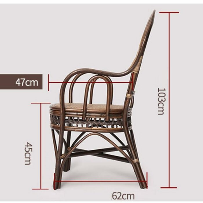 LUKEO Back Chair Classical Dining Stool Furniture Leisure Office Chair Plant Rattan Material Dining Chair