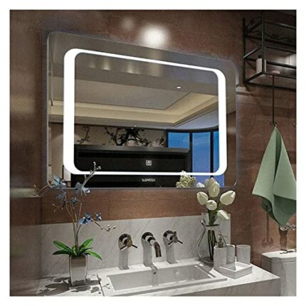 Anti-fog Bathroom Mirror,Frame less Rectangle LED Vanity Mirror for Wall Mounted Bathroom Mirror Lighted Vanity Mirror with Touch Switch Bathroom
