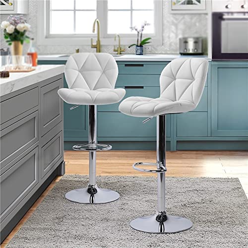 WALNUT Adjustable Faux Leather Swivel Armless Bar Stool, Set of 2, Chair Bar Bar Stools Set of 2 (Color : 3-pack, Size : 17.5" x 20.5" x 34.6-42.