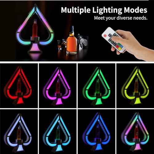 DIMEGON Glow Bar Wine Bottle Display, Ace of Spades Bottle Presenter with Multiple Lighting Modes & Remote Control, Glowing Champagne Display Sta