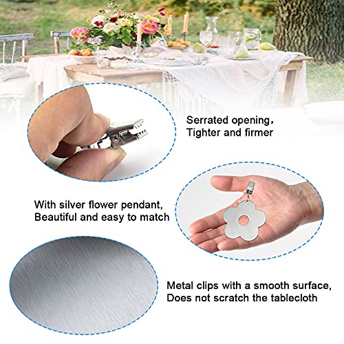 STCRERAG Tablecloth Weights,8Pcs Stainless Steel Tablecloth Clips,Decorative Table Cloth Holder Clip,Heavy Duty Tablecloth Pendants with Clips fo