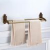 VERDDE European Style Antique Towel Rack Set Space Aluminum Bathroom Hardware Five-Piece Aluminum Folding Bath Towel Rack Carved