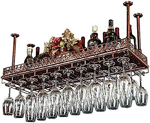 OUSIKA Wine Racks,Simple Style Iron Hanging Wine Glass Rack Hanging Wine Bottle Holder Bar Creative Wine Rack Ceiling Decoration Shelf for Bars,R