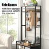 DDJ Hall Tree with Bench and Shoe Storage, Entryway Bench with Coat Rack with Shoe Storage, 7-in-1 Entryway Coat Rack with Hooks and Hanging Rod,