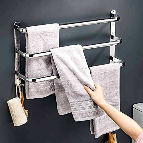 Yeegout 3 Tier Stainless Steel Towel Rack No Drilling for Bathroom Kitchen and Toilet Towel Holder 50cm Silver
