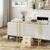 HOOBRO Console Table, Tempered Glass Sofa Table, Gold Hallway Table, Slim Entryway Table, 75 x 22 x 80 cm, Modern Display Table for Living Room,