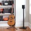 Sanus Wireless Sonos Speaker Stand for Sonos One, Play:1, Play:3 - Audio-Enhancing Design with Built-in Cable Management - Pair (Black) - WSS22-B