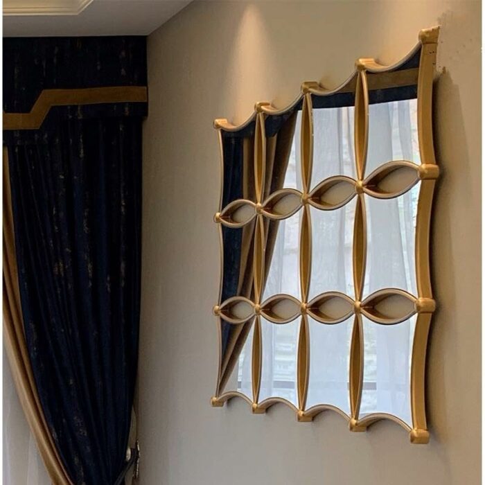 SXZHRUI Gold Wall Mirrors Decorative, 3D Metal Wall Decor, Natural Home Art Decoration, Luxury Gifts for Living Room Bedroom Kitchen Decoration,A