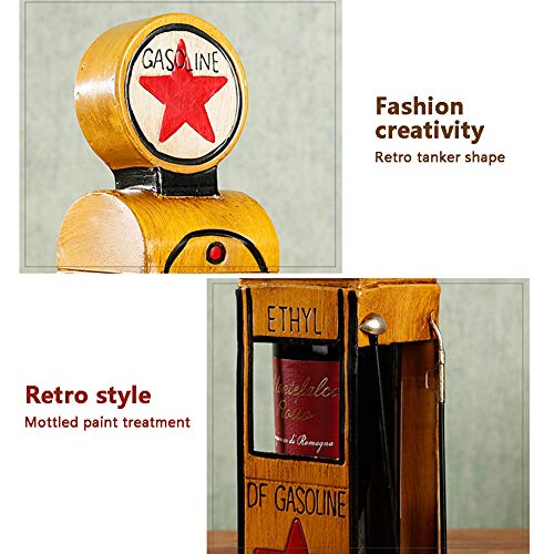 ALREMO HUANGXING - Wine Holder Mini Gas Station Shaped, Funny Wine Bottle Holder Stand, Vintage Decorative, Metal Countertop Wine Holder,1pc