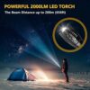Unicozin LED Torch 1 Pack, 2000LM LED Flashlight Adjustable, 5 Modes Focus Zoomable, 3 x AAA Batteries Included, Waterproof Powerful Pocket Torch