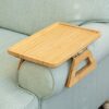 Bamboo Arm Table Clip On Tray Sofa Table for Wide Couches. Couch Arm Tray Table, Portable Table, TV Table and Side Tables for Small Spaces. Stabl