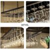 Ceiling Wine Rack, Iron Hanging Wine Glass Holder Upside Down Decoration Display Shelf Stemware Goblet Rack for Bars Restaurants Kitchens (Color