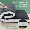 ZIKEBTUY Floor Mattress Japanese Futon King Mattress Topper - 10cm Thick Foldable Tatami Mat Sleeping Bed Pad for Guests, Dormitories, Camping, S
