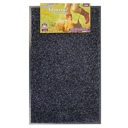 JVL Admiral Barrier Door Mat, Microfibre, Charcoal, 50 x 80 cm