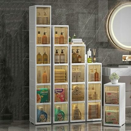 OPSREY Small Bathroom Storage Cabinet for Small Spaces, Over The Toilet Storage Cabinet for Skinny Bathroom Storage Corner Floor, Narrow Bathroom