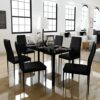 DINGZZ Kitchen Tables and Chairs Set Dining Room Table Set for 6 Black