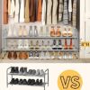 SLEEPING LAMB 2-Tier Long Shoe Rack organizer for Closet, Stackable Wide Shoe Shelf Holds 18-Pairs Low Shoe Storage for Bedroom, Floor, Entryway