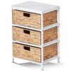 Wimarsbon Nightstand, Water Hyacinth Woven End Table, Side Table, Bedside Table with Bin Drawer, Drawer Dresser for Bedroom, for Living Room (Bla