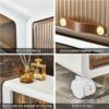 OPSREY Small Bathroom Storage Corner Floor Cabinet, Narrow Rolling Bathroom Cabinet for Small Spaces with Drawers Wheels