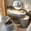 Dressing Table,Dressing Table with LED Lights Mirror Dressing Table,Dressing TWhite Dressing Tablewith Mirrorand Stooland Lights,Corner Vanity Ma