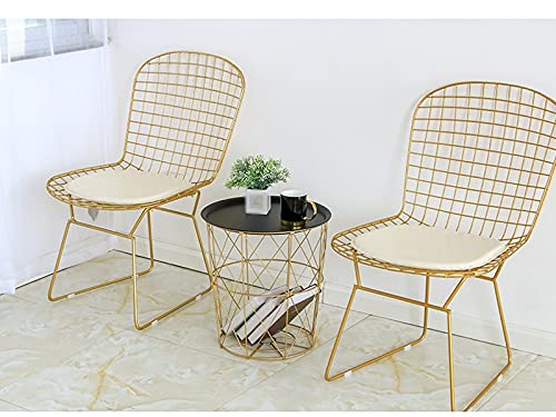 JYDQM Iron Bedside Table Minimalist Metal Small Table Bedroom Personality Small Coffee Table (Color : Rose gold+white, Size : L)