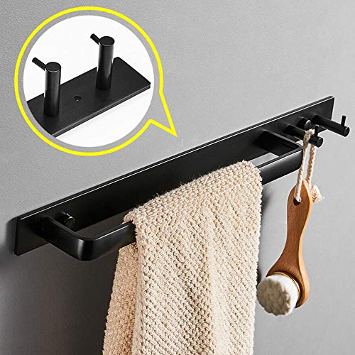 Gabriera Towel Bar with 2 Hook for Bathroom Kitchen 15.7" Towel Holder Rack Wall Mounted Aluminum