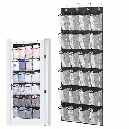 AIJUZIJIE Hanging Shelves Over Door Shoe Storage 24 Mesh Pockets Over the Door Organiser for Shoes Multifunctional Hanging Shoe Rack Storage for