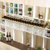 SUCHETA Hanging Wine Rack with Glass Holder and Shelf, Wine Glass Holder Upside Down Wine Rack，Bar Hanging Glass Rack, Golden Wine Glass Rack, Wi
