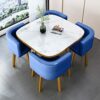KUKIXO Modern Negotiation Reception Tables and Chairs 1 Table and 4 Chairs,Home Dining Room Furniture Set 1 Table 4 Chairs Kitchen Bar Balcony Be