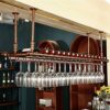 KEppd Wine Rack Hanging Shelves Height Adjustable Bottle Rack Floating Shelves Ceiling Wine Rack Wine Rack Wall Mounted Easy To Install Wine Glas