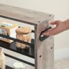 HOOBRO Slim Storage Trolley, Narrow Kitchen Cart, Slide Out Kitchen Trolley on Wheels, 4-Tier Rolling Utility Cart with Handle, for Small Space,
