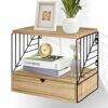 Floating Nightstand, Wood Bedside Shelf Wall Mounted with Drawer, Modern Style Bedside Table, Floating End Table, 2 Tier Floating Shelves for Bed