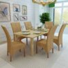vidaXL 6x Dining Chairs Decorative Comfortable Attractive Solid Durable Kitchen Dinner Room Office Seating Seat Furniture Brown Natural Rattan