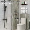 Towel Racks for Bathroom Wall Mounted, Towel Holder with Wooden Shelf for Folding Towels, Metal Towel Organizer for Bath, Rv, Camper, Black