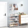 Coat Rack Stand with Shoe Rack, Free Standing Coat Stand with 8 Hooks, Free Standing Hall Tree, Shoe Rack with Coat Hanger for Hallway, Entryway,