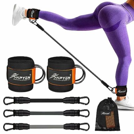 Ankle Resistance Bands with Cuffs, Ankle Bands for Working Out, Resistance Bands for Leg Butt Training Exercise Equipment for Kickbacks Hip Glute