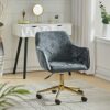 Warmiehomy Velvet Office Chair -Armchair Swivel Chair Office Desk Computer Chair Height Adjustable Chair For Office Home Living Room Bedroom (Dar