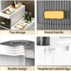 OPSREY Narrow Bathroom Corner Floor Cabinet, Slim Toilet Paper Storage Cabinet with Clear Drawers and Casters, Bathroom Floor Cabinet Storage Car