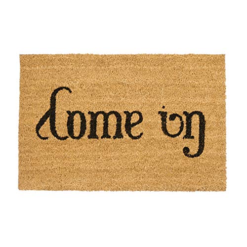 Relaxdays Doormat Come In / Go Away Coir Floor Mat with PVC Anti-Slip Underside Coconut Fiber Welcome Mat, Natural