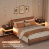 Cyclysio Night Stand Set 2 with Charging Station, Black Modern Nightstand Set of 2, Bedside Tables with Led Lights, Bed Side Table Night Stand wi
