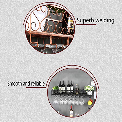 PIBM Stylish Simplicity Wine Shelf European Wrought Iron Hanging Wine Rack, Creative Wall Hanging Wine Rack, Black , 120CM